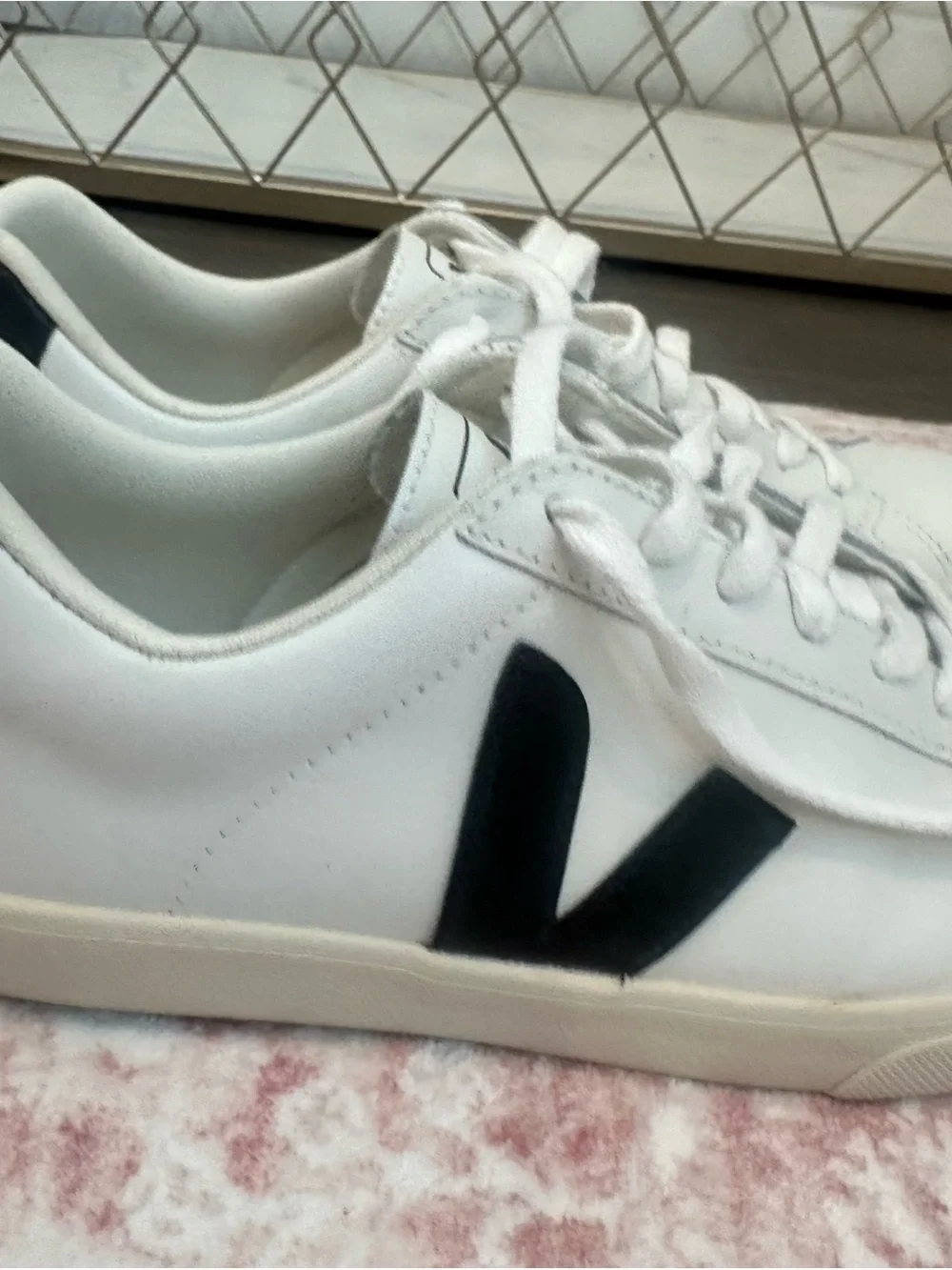 Veja womens White Sneakers with Black V Accent